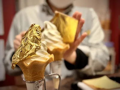Kanazawa produces over 99% of Japan's gold leaf, so you can have it on everything there, including ice cream!